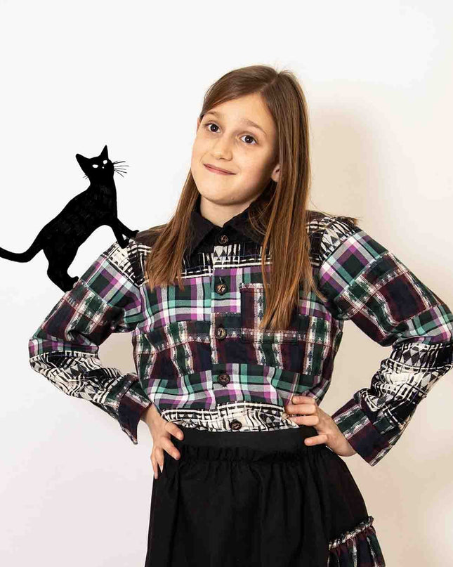 Mixed Tartan Plaid Shirt-3