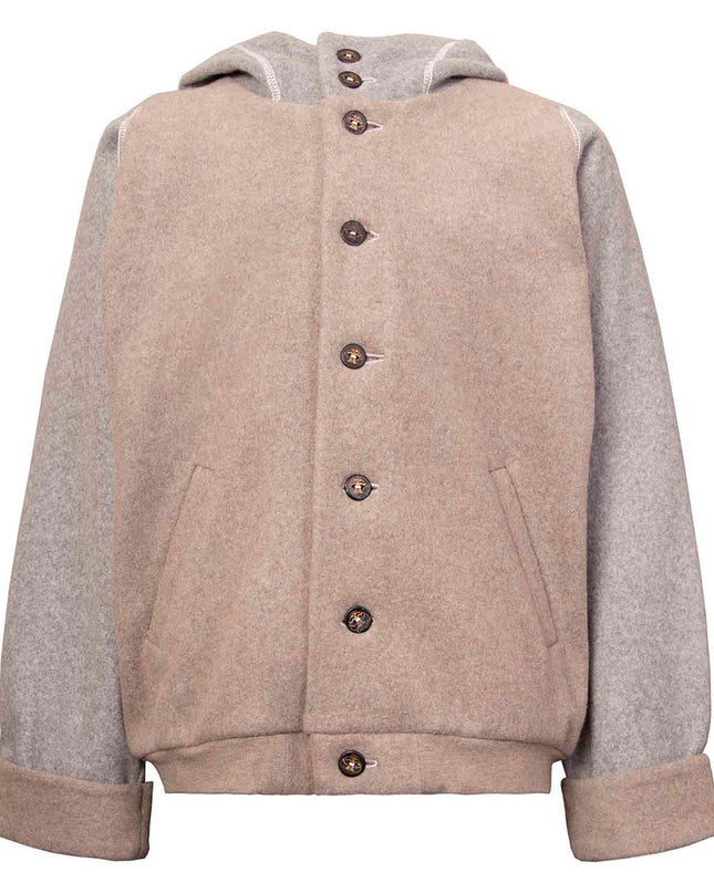 Beige Fleece Hoodie for Kids with Unicorn Applique-2