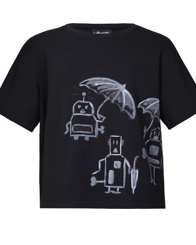 Hand-Painted Oversized Black T Shirt for Kids-0