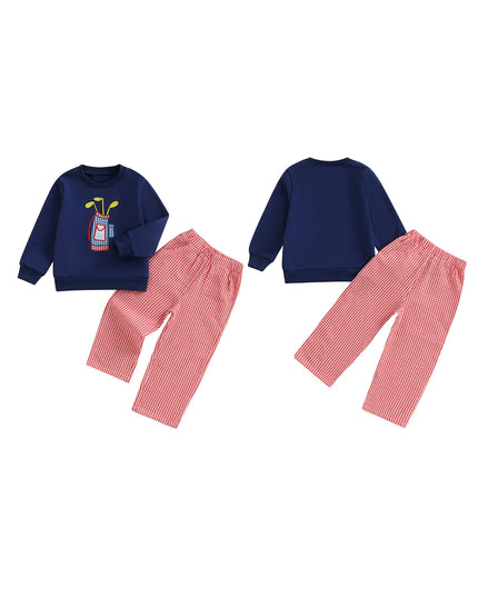 Baby Herbst-Set 2-teilig – Sweatshirt mit Bären-Applikation & Karohose, für Jungen und Mädchen