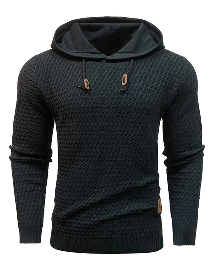 Men's Sweatshirt Spring Casual Hoodies Sweater Stylish Solid Black Long Sleeve Ribbed Knit Drawstring Tops US Size