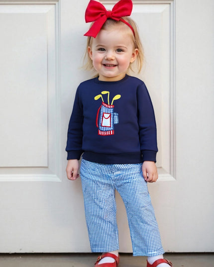 Baby Herbst-Set 2-teilig – Sweatshirt mit Bären-Applikation & Karohose, für Jungen und Mädchen