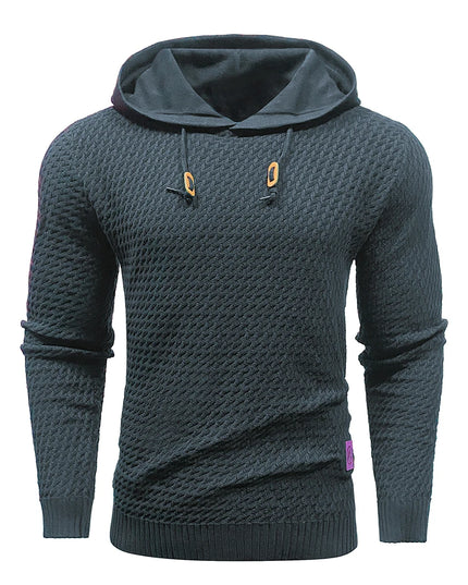 Men's Sweatshirt Spring Casual Hoodies Sweater Stylish Solid Black Long Sleeve Ribbed Knit Drawstring Tops US Size