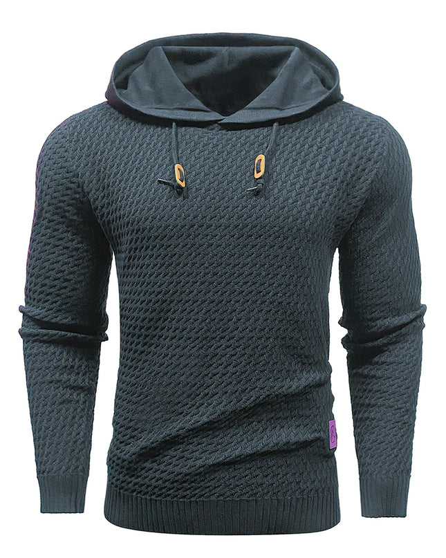 Men's Sweatshirt Spring Casual Hoodies Sweater Stylish Solid Black Long Sleeve Ribbed Knit Drawstring Tops US Size