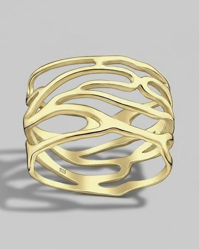 Ring Symphony - Sterling Silver Gold Plated Elegant Ring-2